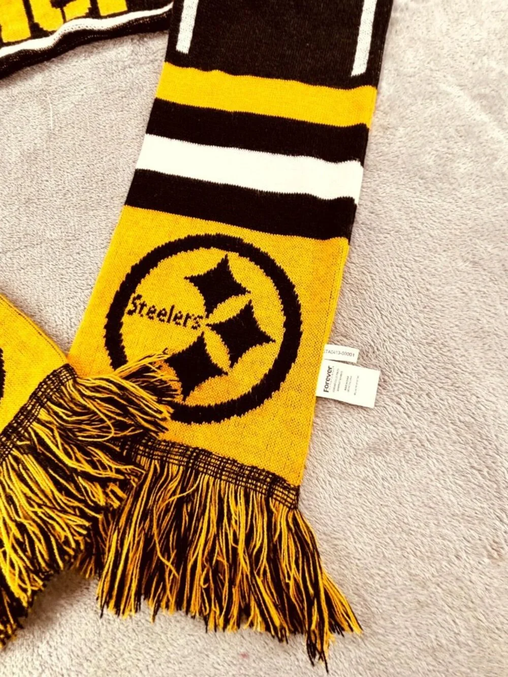 Pittsburgh Steelers Scarf One Size Black Yellow Fringe Football NFL